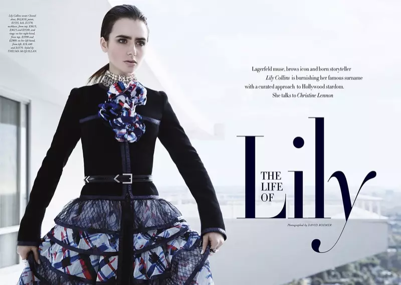 Lily Collins berpose untuk David Roemer dalam fashion spread