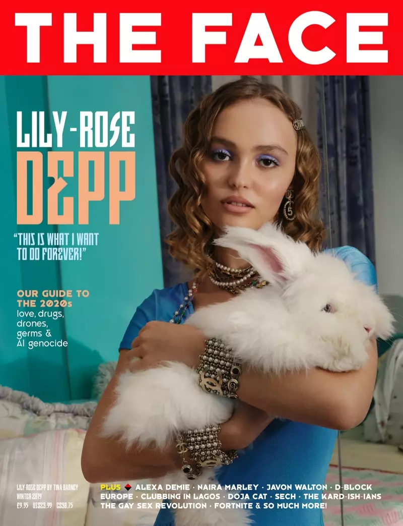 Lily-Rose Depp op The Face Issue #2-omslag. Foto: Tina Barney