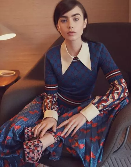 Lily Collins Stuns nyob rau hauv nqe lus Prints for The Edit