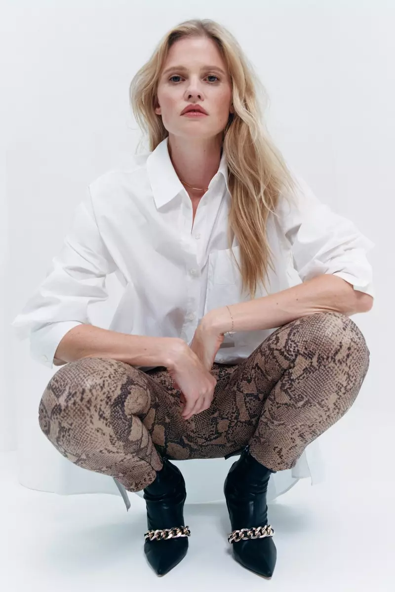 Zara skjorta och belagda Leggings med djurtryck.