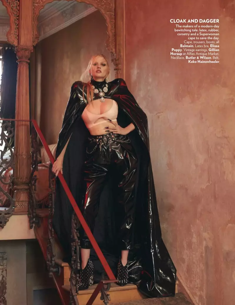 Lara Stone Models Fashion Forward Looks in Vogue India