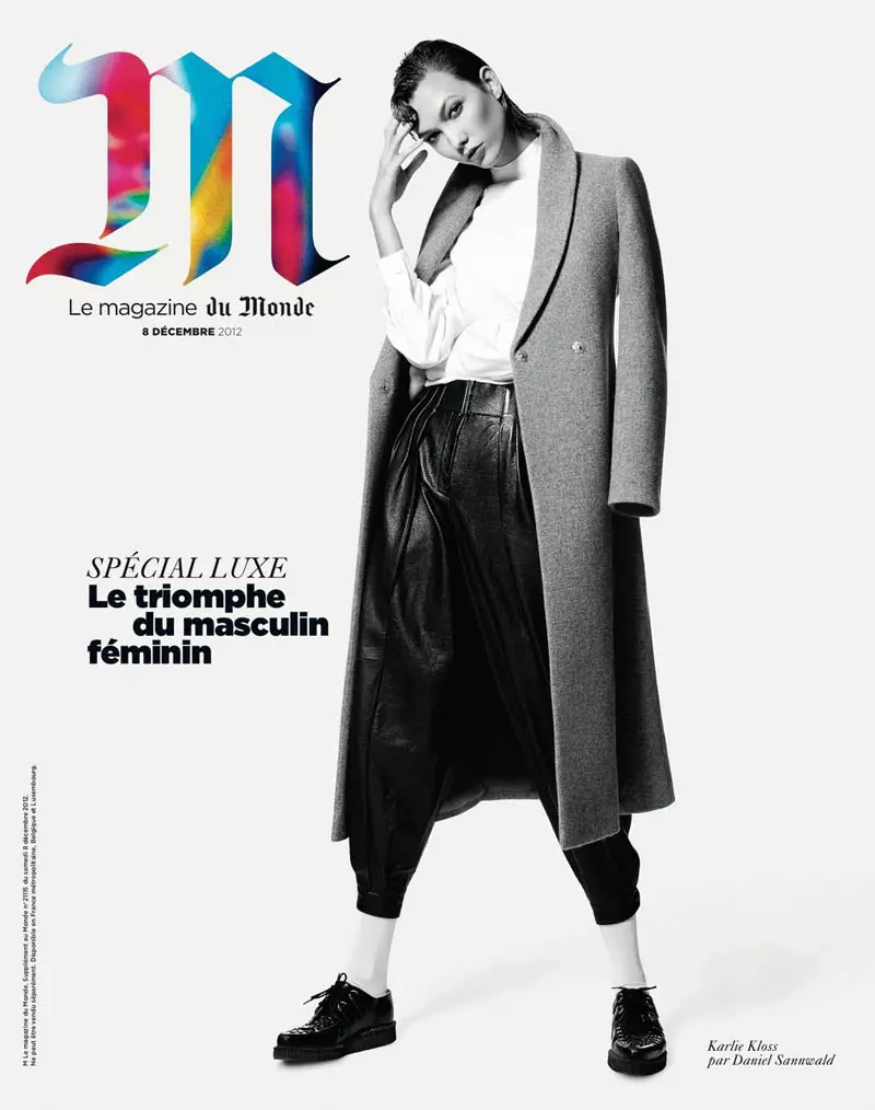 Karlie Kloss wurdt androgyn foar M le Monde's desimber Cover Story troch Daniel Sannwald