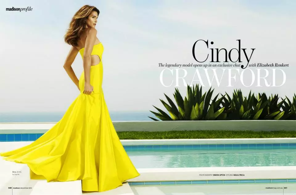 Cindy Crawford é Super Glam para a capa de dezembro da Madison Magazine por Simon Upton