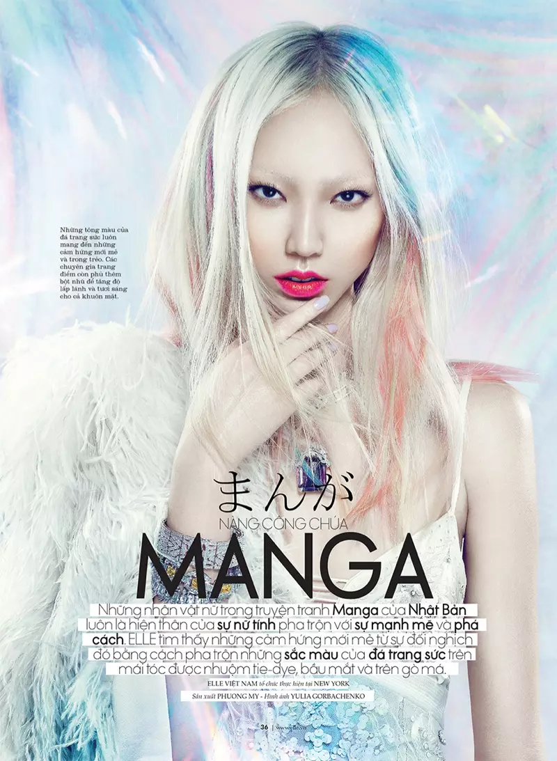 Soo Joo är en Manga Beauty för Elle Vietnam oktober 2013