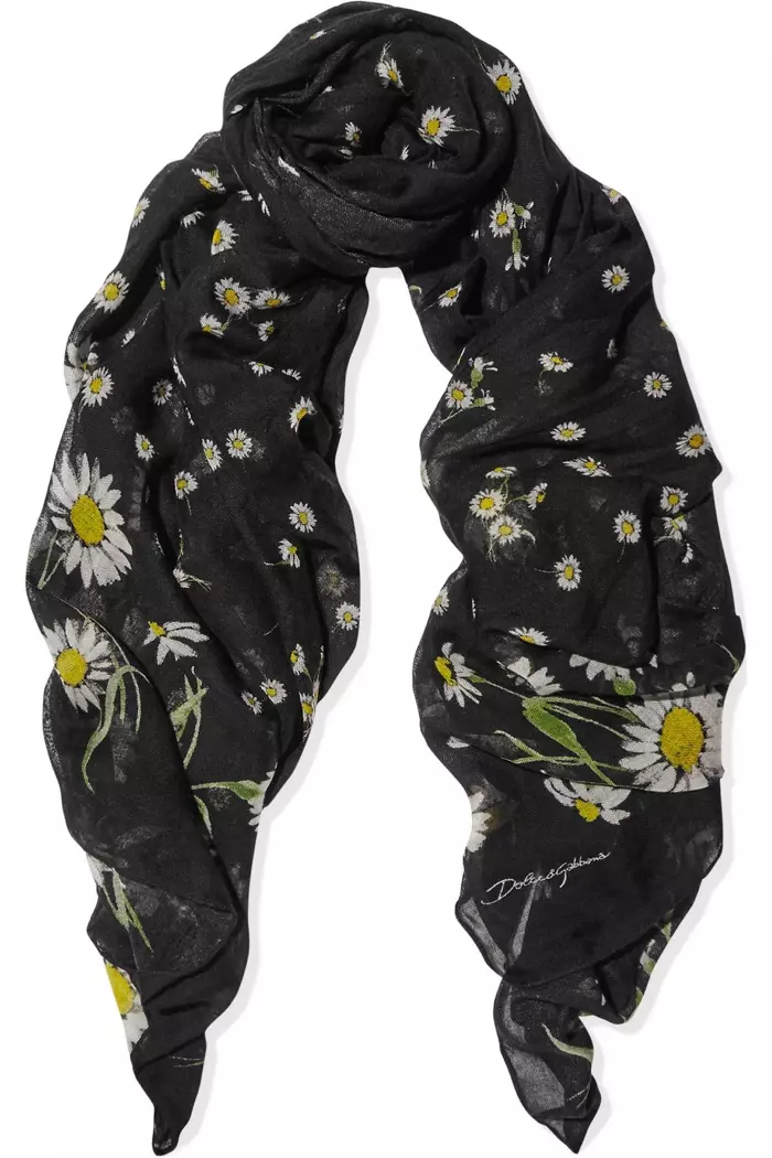 Dolce & Gabbana Daisy Print Cotton Silk Scarf