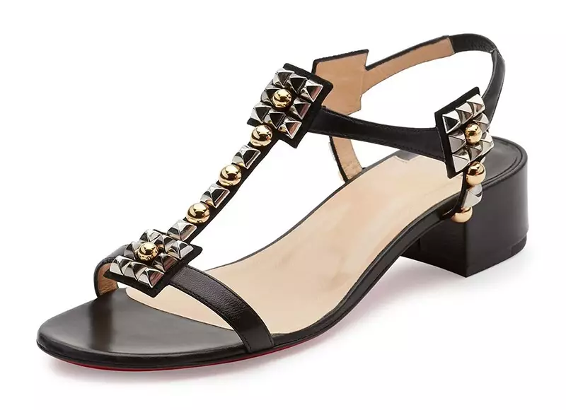 Christian Louboutin Kaleidra Spike T-Strap Sandale à semelle rouge