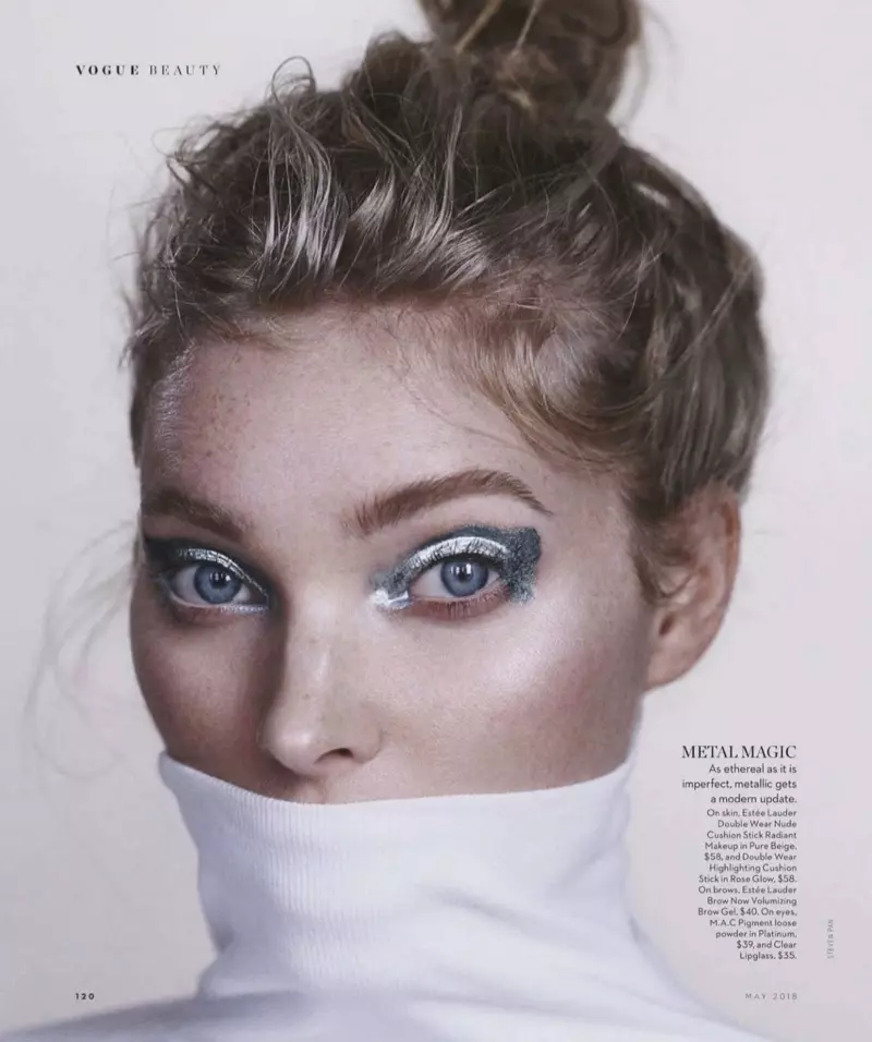 艾爾莎·霍斯克 (Elsa Hosk) 為《Vogue》澳大利亞穿著大膽的妝容