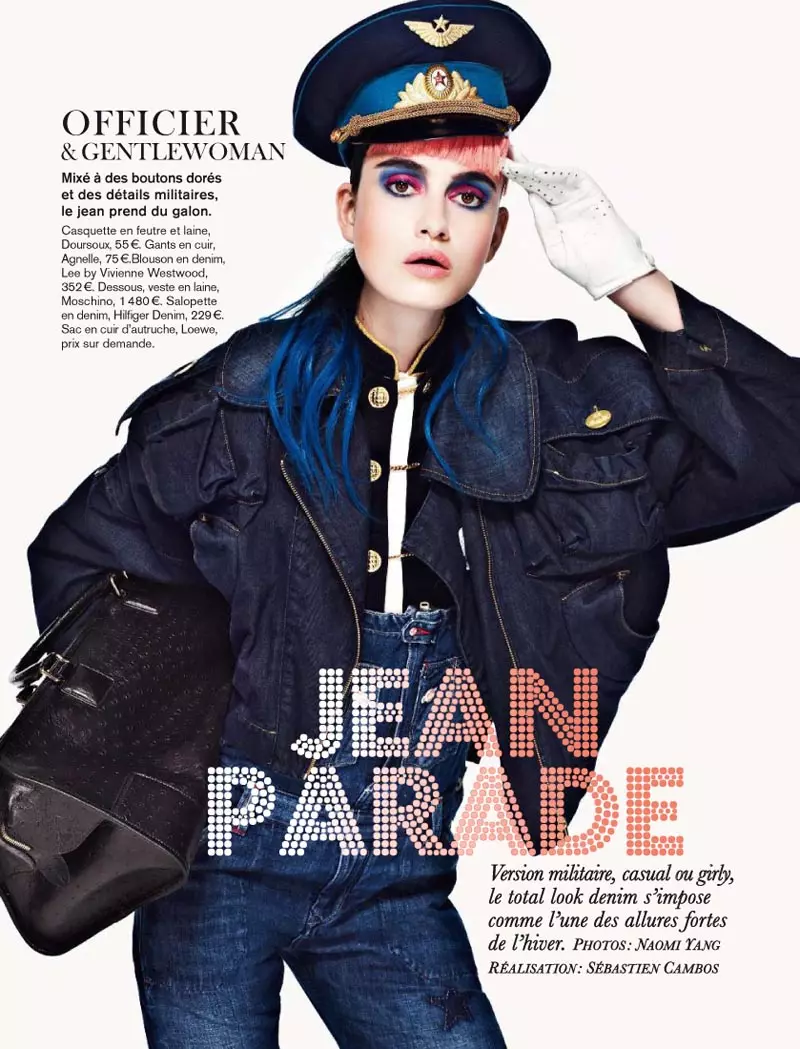 Pauline Van der Cruysse modela moda vaquera para Glamour France por Naomi Yang