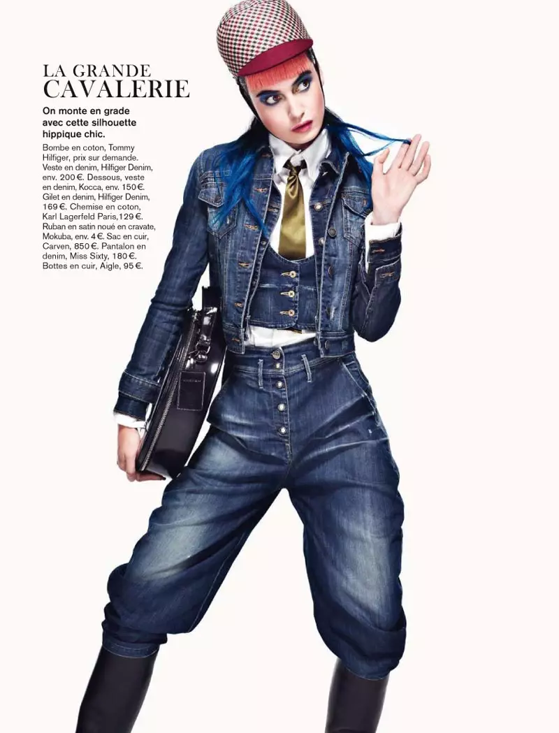 Pauline Van der Cruysse Models Denim Fashion for Glamour France by Naomi Yang