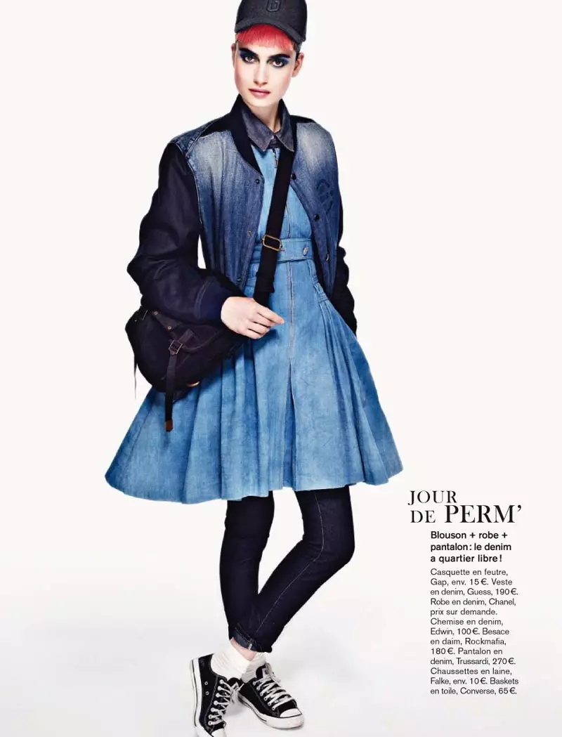 Pauline Van der Cruysse modelează moda denim pentru Glamour France de Naomi Yang