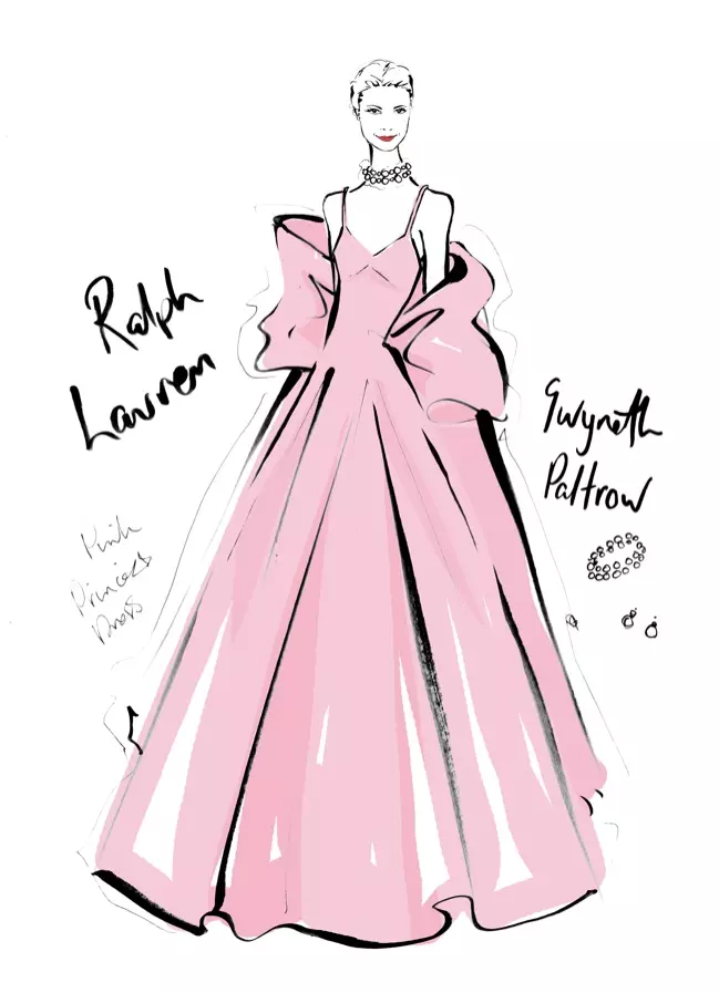 Robe des Oscars Gwyneth Paltrow par Ralph Lauren. Photo: Megan Hess