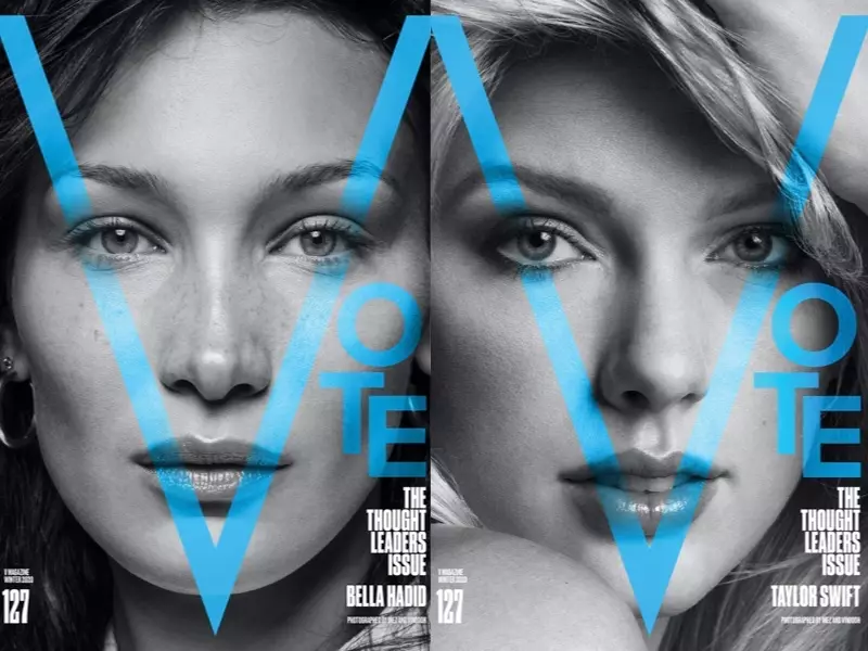 Fotos da capa da revista Bella Hadid Taylor Swift V 2020