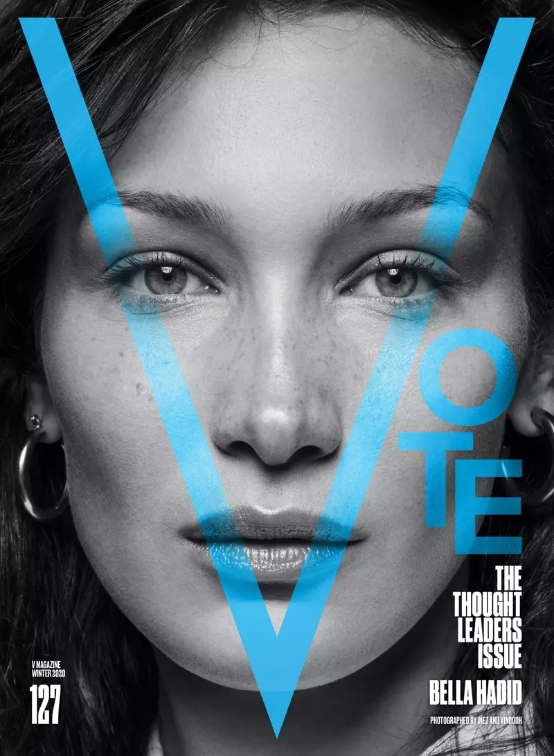 Bella Hadid sur la couverture du V Magazine #127. Photo: Inez & Vinooh