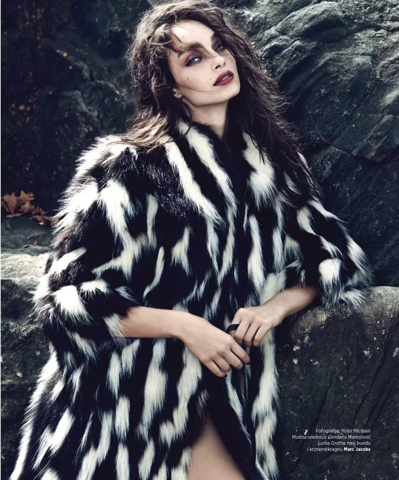 Luma Grothe Models Winter Fur ing BAZAAR Serbia Cover Story