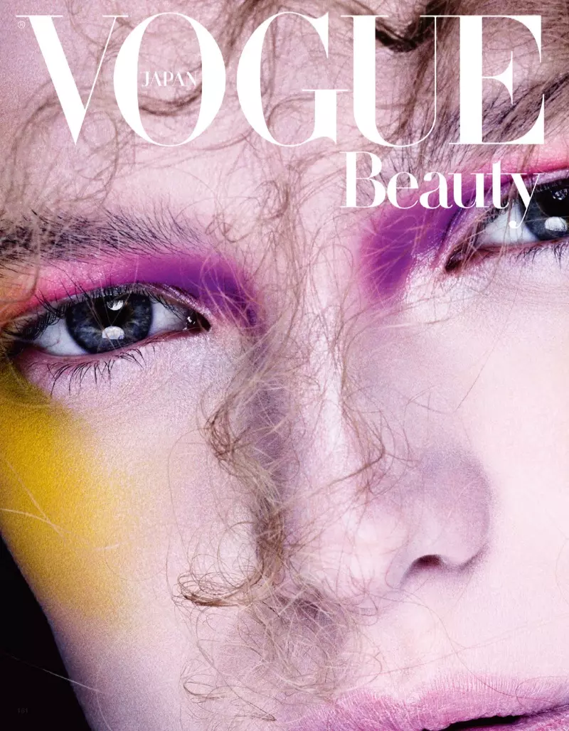 Ine Neefs Models Purple Beauty Looks in Vogue Japan