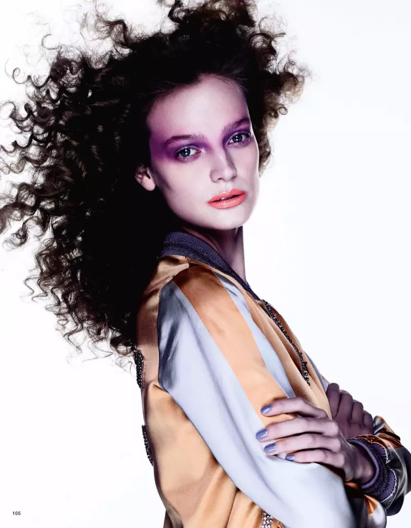 Ine Neefs Models Purple Beauty Looks in Vogue Japan