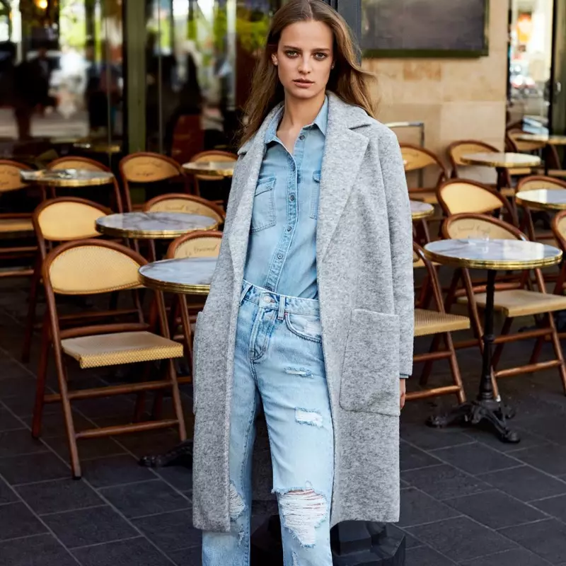 H&M Wool-Blend Coat, Denim Shirt û Girlfriend Jeans