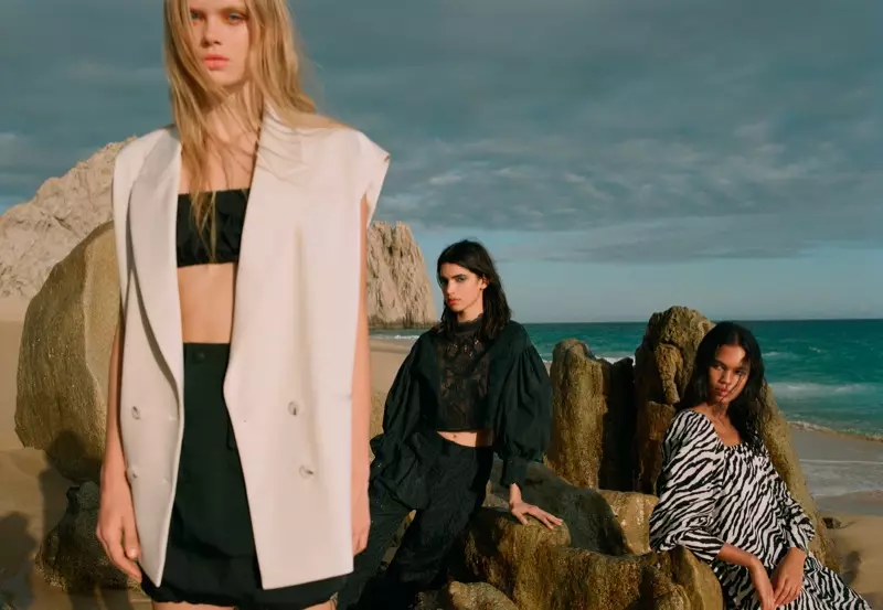 Nag-pose sina Evie Harris, Irene Guarenas at Jordan Daniels sa editoryal ng Zara Daylight spring-summer 2020