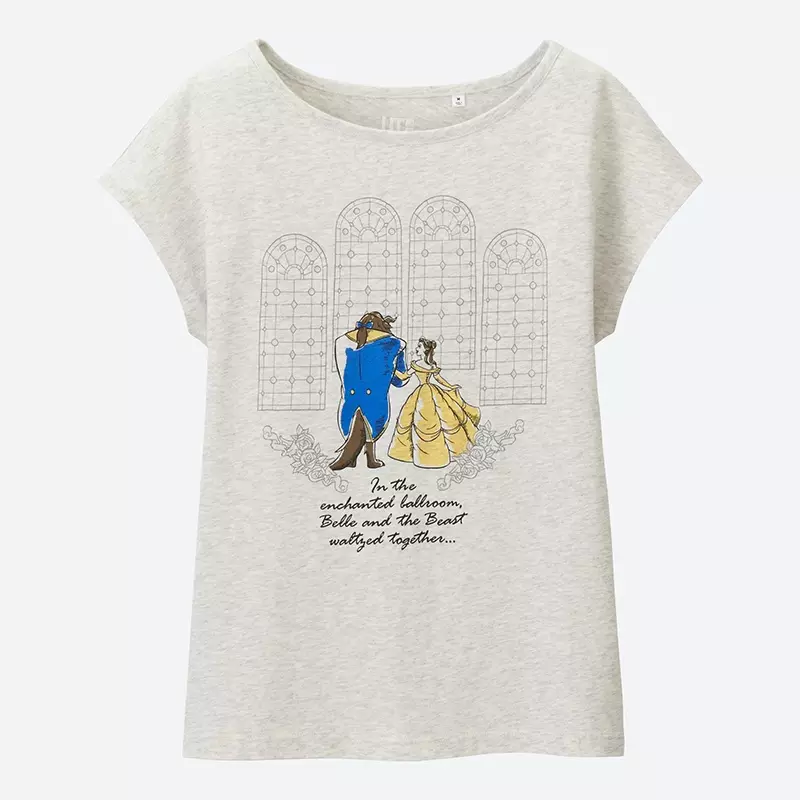 Uniqlo Beauty and the Beast Belle and the Beast အင်္ကျီလက်တို တီရှပ်