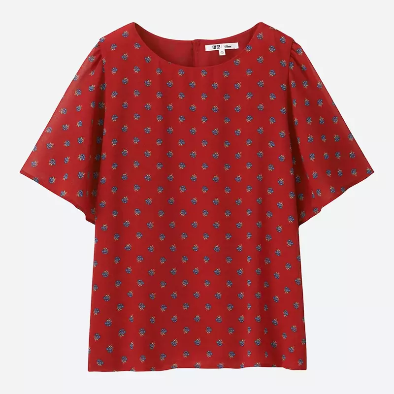 Blus Lengan Pendek Uniqlo Beauty and the Beast Floral Print