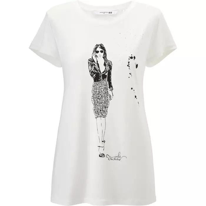 Uniqlo x Carine Roitfeld Illustriertes weißes T-Shirt