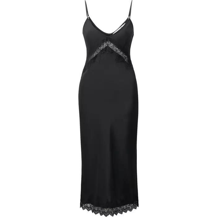 Rochie neagră din mătase Uniqlo x Carine Roitfeld