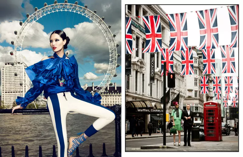 Bonnie Chen turnerar London med stil för Harper's Bazaar Kina juli 2012, skjuten av Zack Zhang