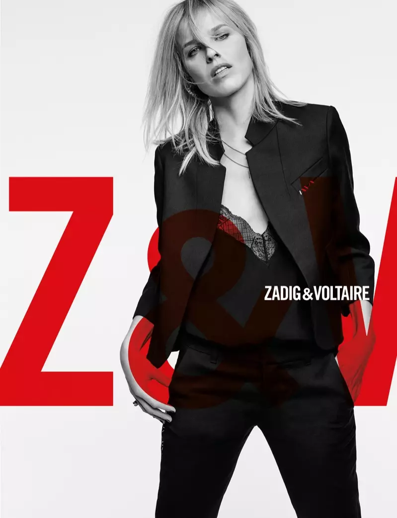 모델 Eva Herzigova가 Zadig & Voltaire 2018 가을 겨울 캠페인에 등장했습니다.