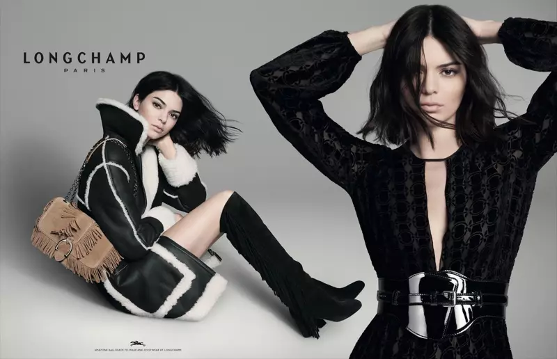 Gambar saka kampanye iklan Longchamp musim gugur-musim dingin 2018 karo Kendall Jenner