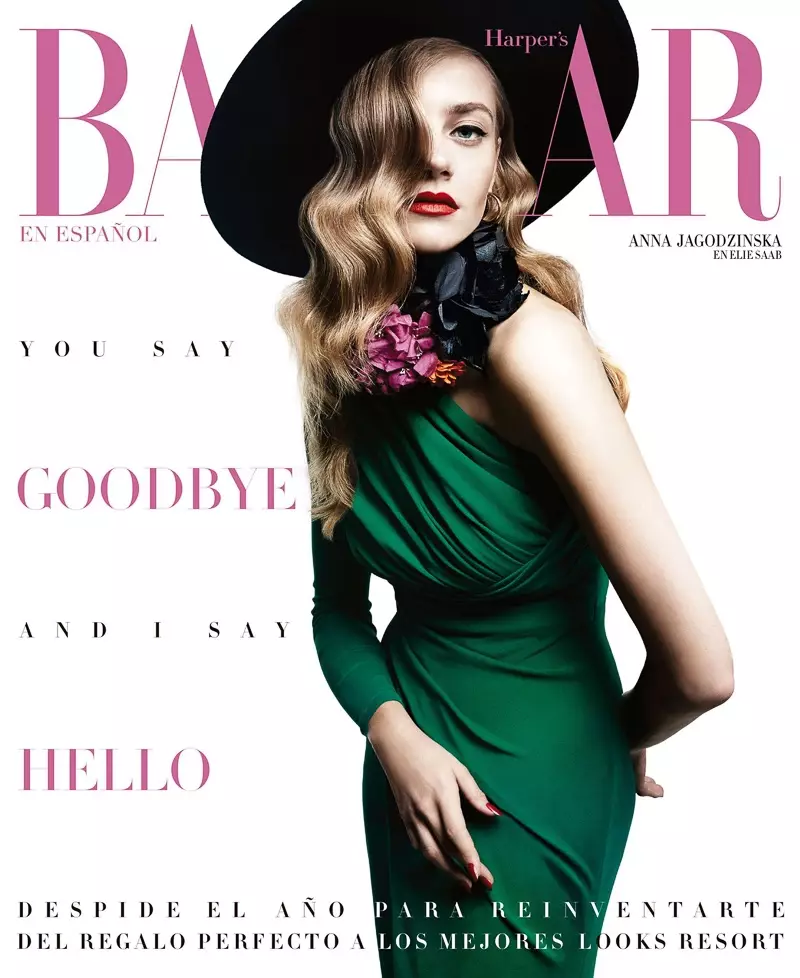 Harper's Bazaar Mexico ဒီဇင်ဘာ-ဇန်နဝါရီ 2015.2016 တွင် Anna Jagodzinska ကာဗာ