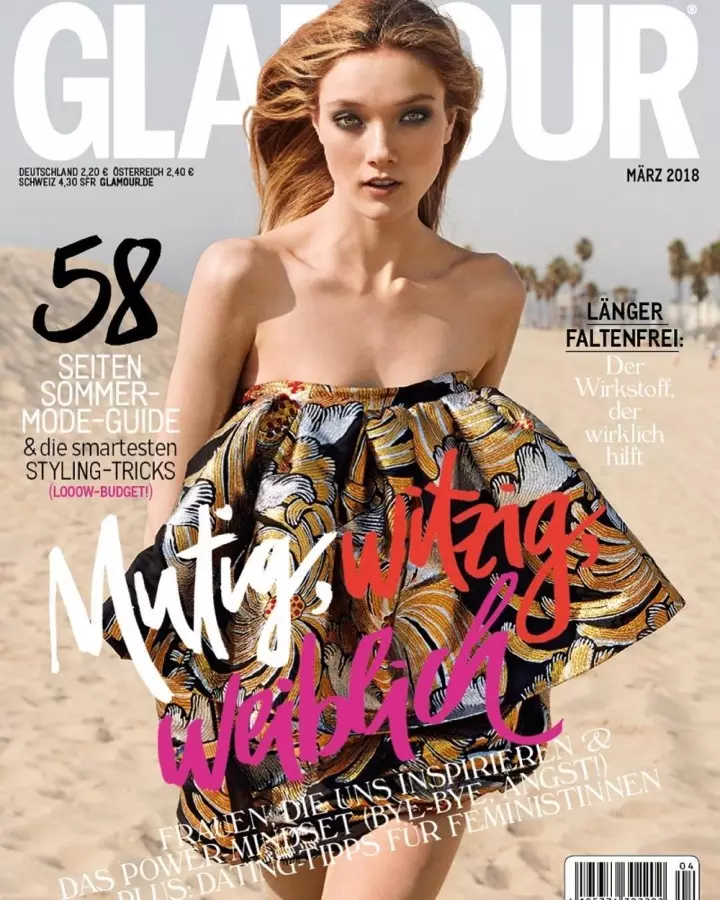 Юми Ламбърт позира в летни парти рокли за Glamour Germany