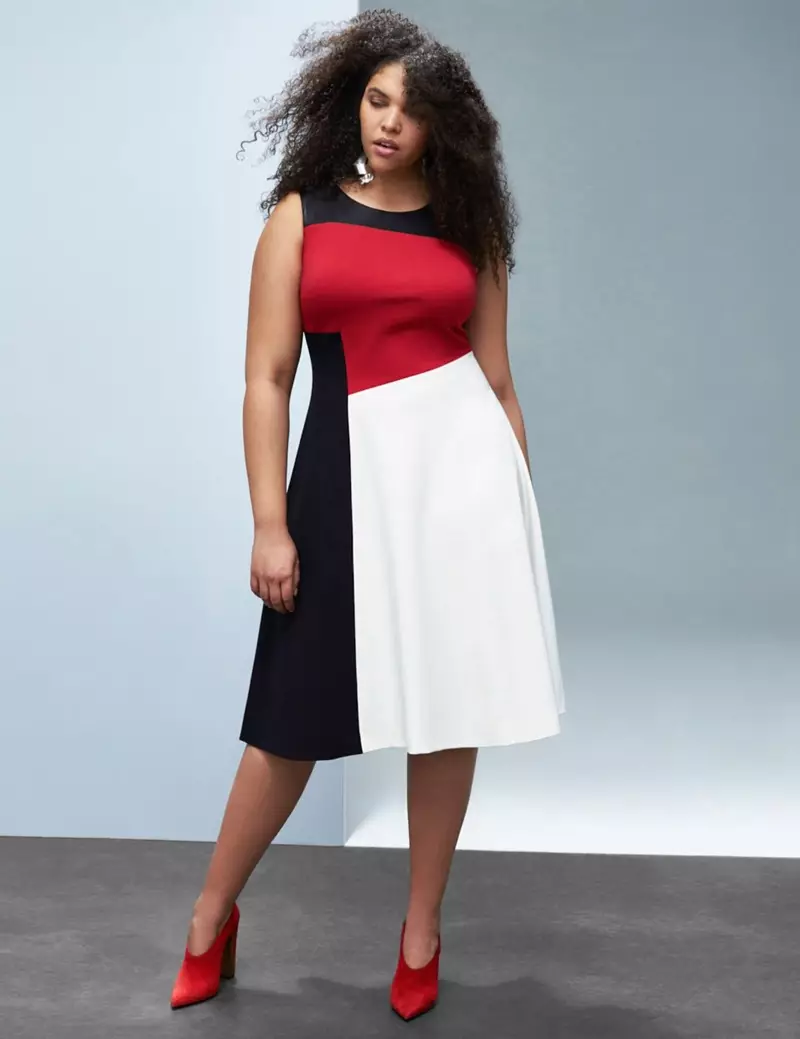 Prabal Gurung x Lane Bryant Colorblock Fit & Flare ဂါဝန်