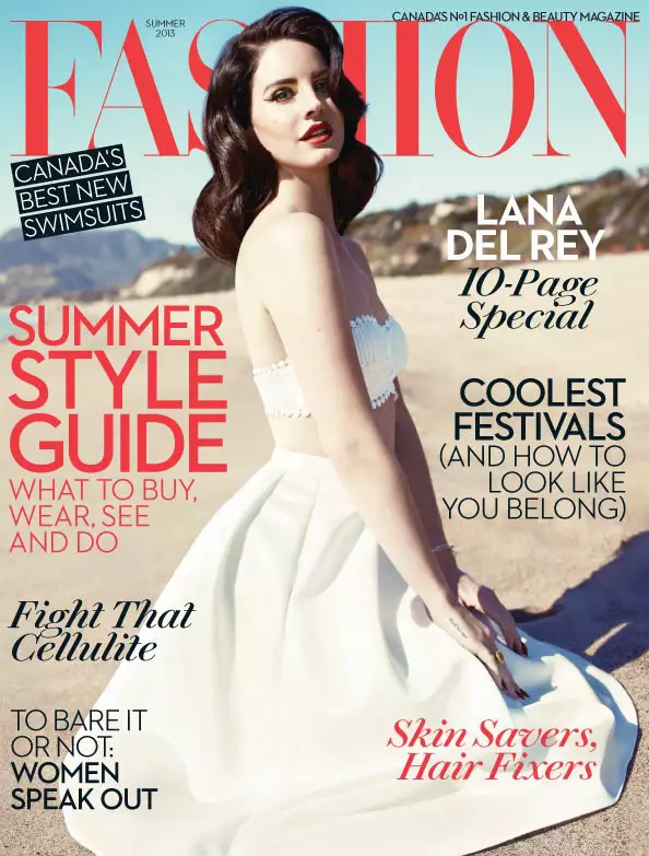 Lana Del Rey Fashion jurnalining 2013 yil yozgi muqovasida suratga tushdi.