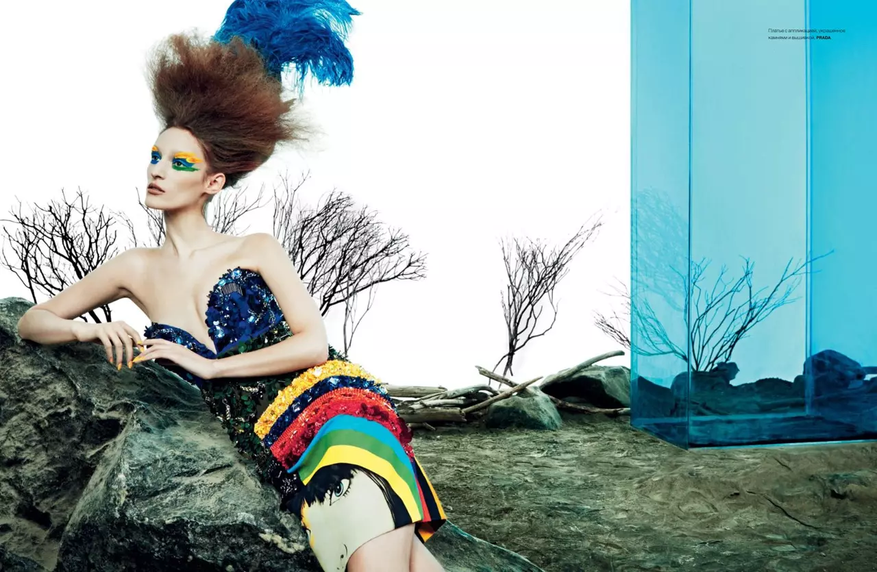 Franzi Mueller embraces Quirky Prada Fashions for Numéro Russland