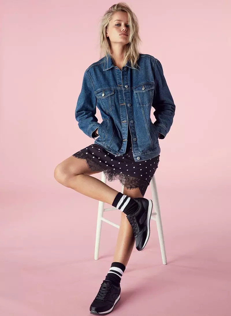 H&M Denim Jacket, Labbiska-Style Lebbiska iyo Sneakers