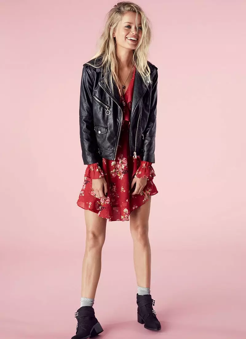 H&M Biker Jacket, Wrap Dress uye Ankle Boots ane maStuds