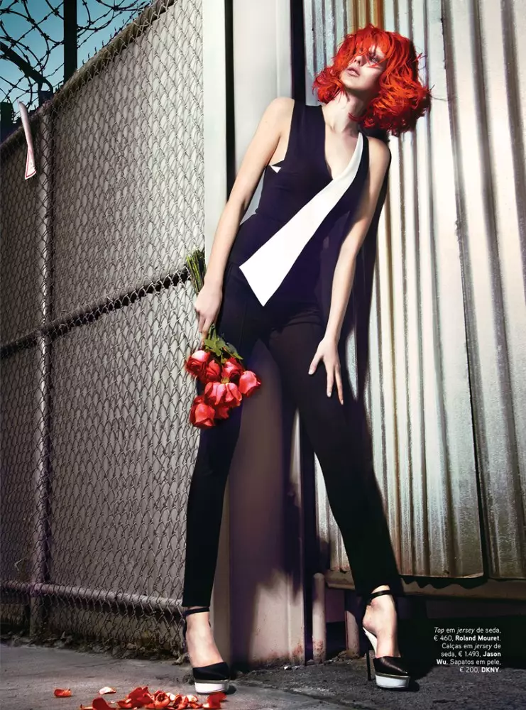 Iris Egbers er Black, White and Red All Over fyrir Vogue Portugal eftir Kevin Sinclair