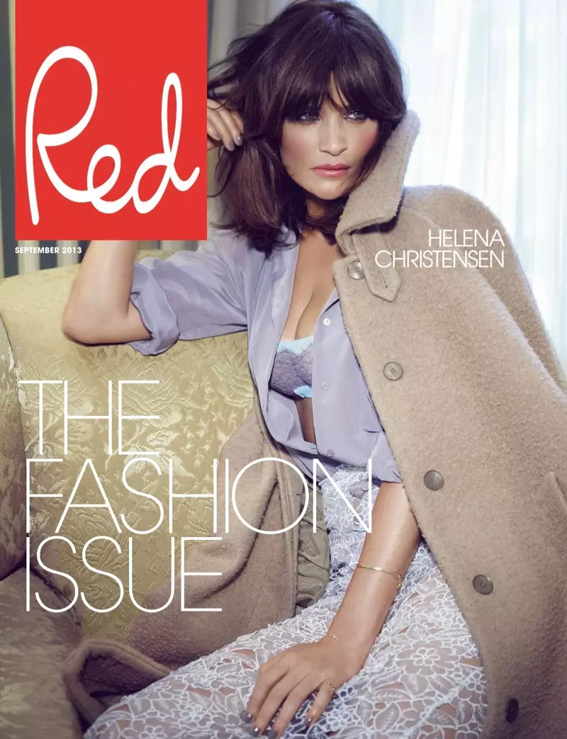 ၂၀၁၃ ခုနှစ် စက်တင်ဘာလ Red UK ရှိ Max Abadian အတွက် Helena Christensen မော်ဒယ်များ