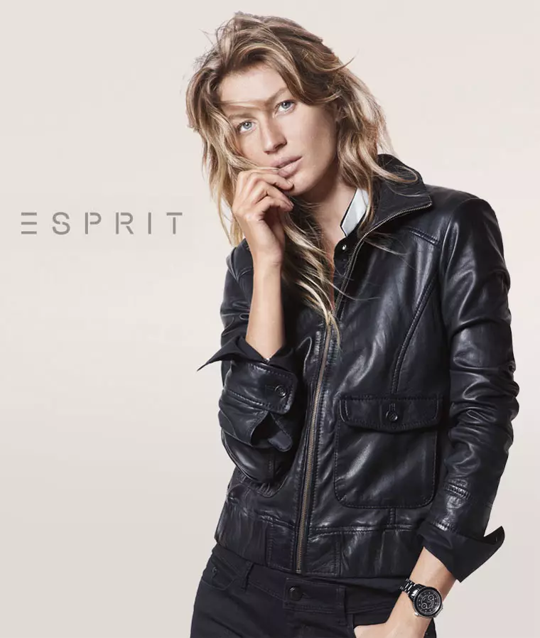 Gisele Bundchen Sports Style rilaks pou kanpay Esprit Otòn 2012 pa David Sims.