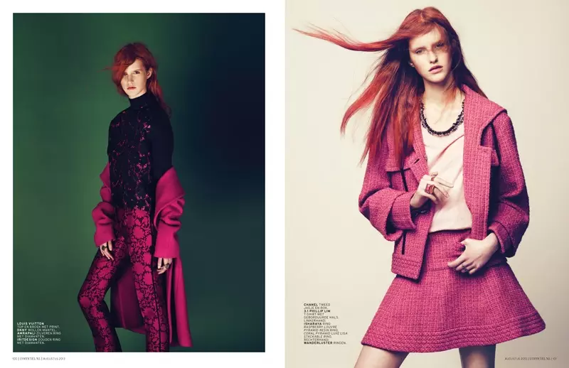 Magdalena Jasek je Pretty in Pink pre L'Officiel Netherlands august 2013