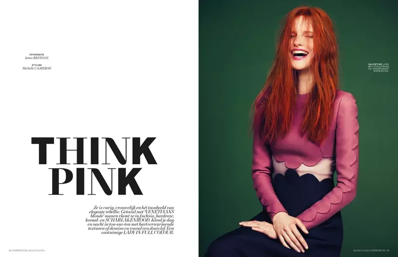 Магдалена Ясек в Pretty in Pink для L'Officiel, Нидерланды, август 2013 г.