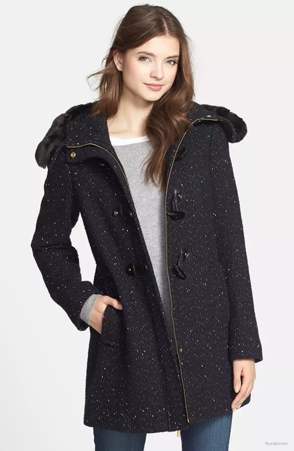 Ellen Tracy Luxe Faux Fur Trim Duffle Coat bi $148,50 peyda dibe