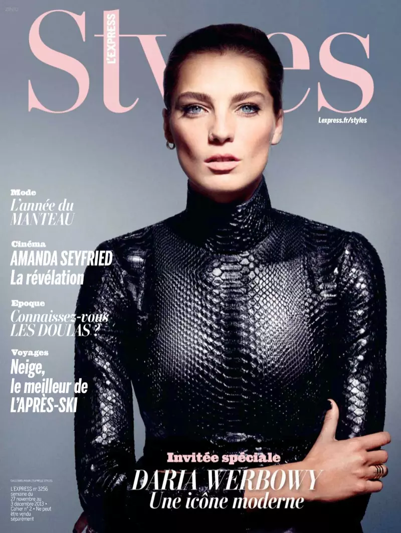 Daria Werbowy Modely hoditra lamaody ho an'ny Cass Bird amin'ny L'Express Styles