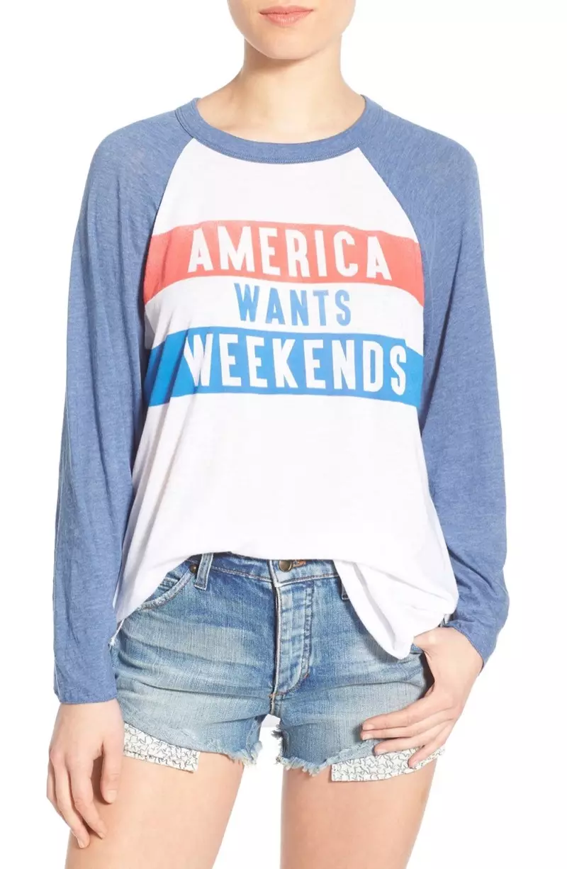 Wildfox Amerika wëll Weekend Baseball Tee