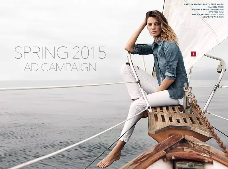 Daria Werbowy dans la campagne printemps 2015 d'AG Jeans