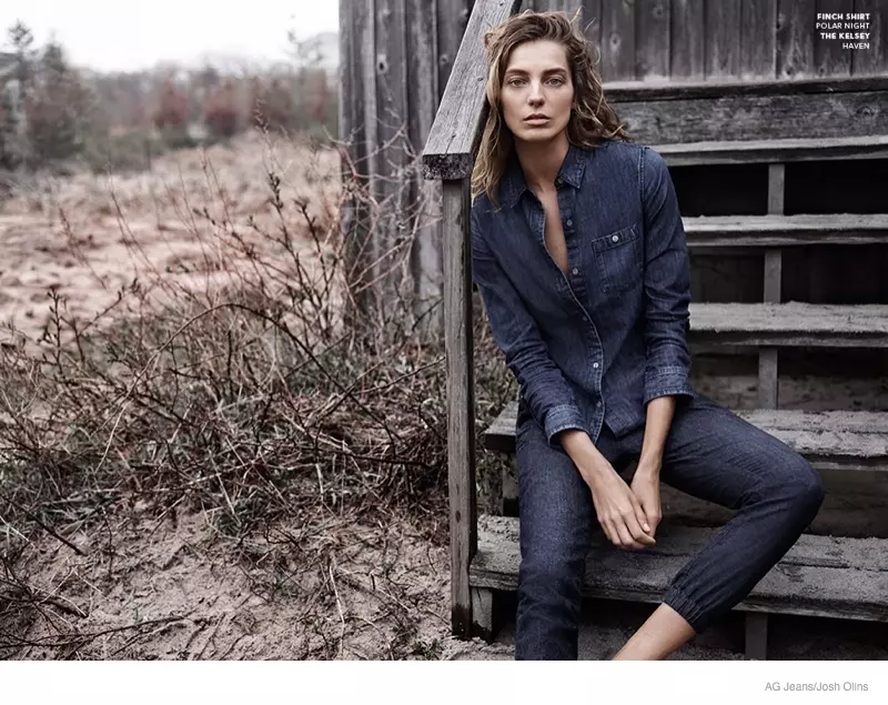 I Daria Werbowy dia kintana amin'ny fampielezan-kevitry ny AG Jeans tamin'ny fararano 2014