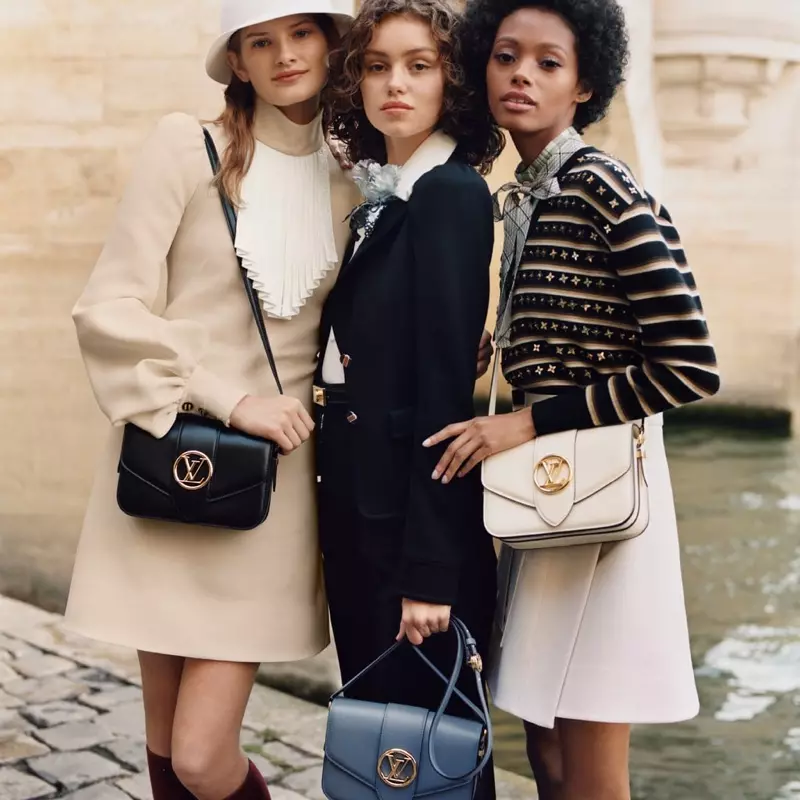 Signe Veiteberg, Caroline Reuter ati Blesnya Minher irawọ ni Louis Vuitton LV Pont 9 ipolongo apamọwọ.