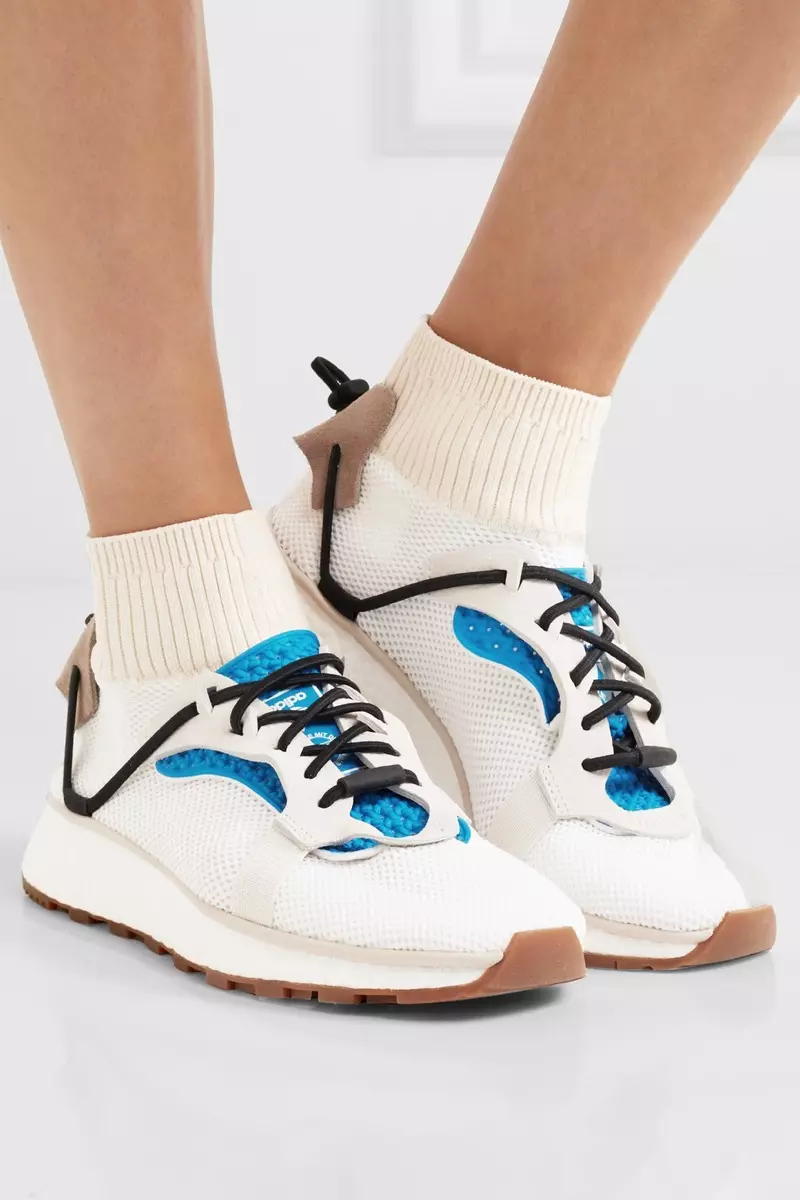 Adidas Originals by Alexander Wang Larruzko Suede Ribbed Knit-Trimed Mesh Sneakers $230