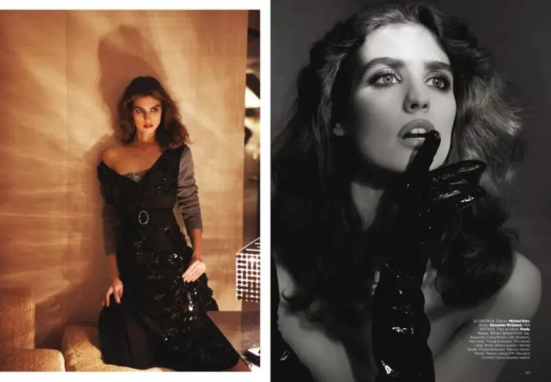 Manon Leloup ina seasamh don Tuirc Harper's Bazaar Nollaig 2013