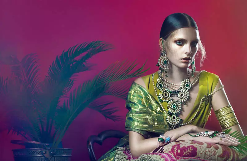 Gertrud Hegelund Models Indian Inspired Fashions for French Revue #22 by Signe Vilstrup